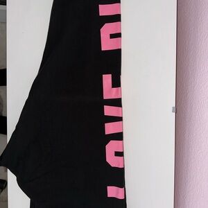 Black Leggings with Pink Lettering